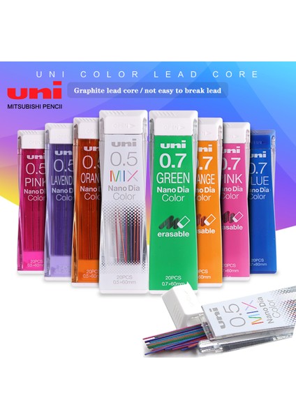 0.7mm Kırmızı Japonya Unı Renk Grafit Kurşun Çekirdek 202NDC Mekanik Kurşun Kalem Için 0.5/0.7mm Yazma Okul Malzemeleri Kırtasiye Çizim Kalemi (Yurt Dışından) modelleri