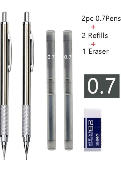 2 Adet 0.7mm Set-J 5 Adet/takım Metal Mekanik Kurşun Kalem 0.3 0.5 0.7 0.9mm Öğrenciler Yazma Sanat Çizim Tasarımı Paslanmaz Çelik Otomatik Kalemler (Yurt Dışından)