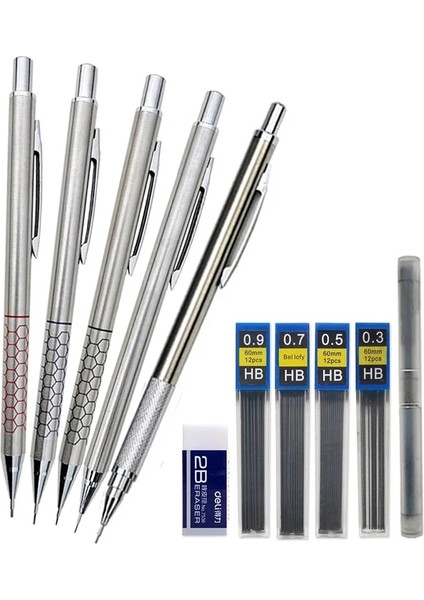 2 Adet 0.7mm Set-J 5 Adet/takım Metal Mekanik Kurşun Kalem 0.3 0.5 0.7 0.9mm Öğrenciler Yazma Sanat Çizim Tasarımı Paslanmaz Çelik Otomatik Kalemler (Yurt Dışından) fırsatları