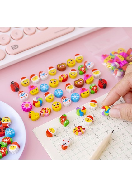 B Yaratıcı Karikatür Sevimli Silgi 24 Adet/takım Noel Çorap Kardan Adam Mini Silgi Çocuk Kırtasiye Hediye (Yurt Dışından) fırsatları