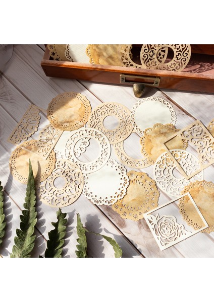 Stil 4 16 Yaprak Vintage Çiçek Çerçeve Kelebek Içi Boş Dantel Sınır Malzeme Kağıt Bloknot Yaratıcı Dıy Dergisi Kolaj Kırtasiye (Yurt Dışından)