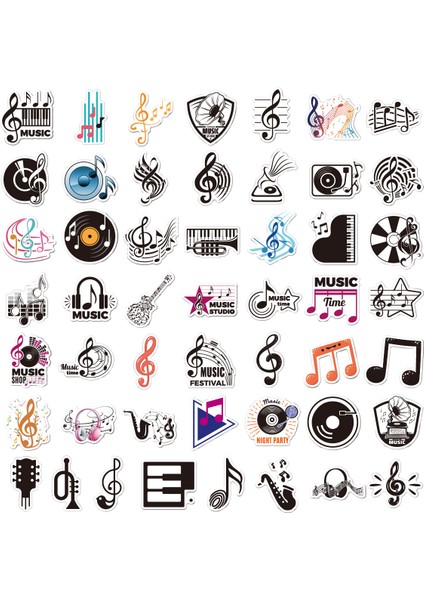 Not Çıkartmaları 50 Adet Müzik Çıkartmalar Lazer Dizüstü Araba Karalama Defteri Gitar Notası Dekoratif Estetik Vinil Su Geçirmez Holografik Çıkartmalar (Yurt Dışından) fiyatları