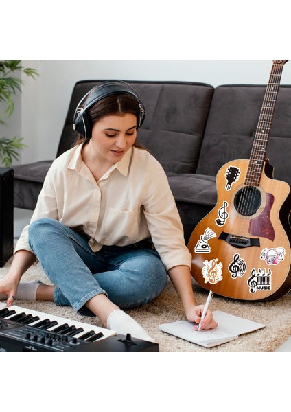 Not Çıkartmaları 50 Adet Müzik Çıkartmalar Lazer Dizüstü Araba Karalama Defteri Gitar Notası Dekoratif Estetik Vinil Su Geçirmez Holografik Çıkartmalar (Yurt Dışından) fırsatları