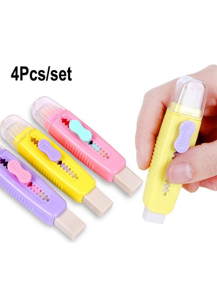 4 Adet Pembe Silgi 4 Adet Set Yumuşak Geri Çekilebilir Kalem Fırça Silgi Aracı Çocuk Sanat Çizim Eskiz Kauçuk Silgi Ofis Okul Öğrenci Kırtasiye (Yurt Dışından)