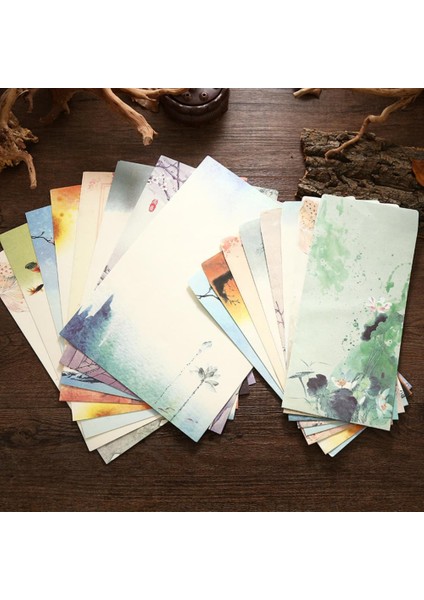 E Güzel Çin Resim Lotus Çiçekleri Mektup Kağıdı Zarf Mektup Yazma Kağıdı Kalın Solmaz (Yurt Dışından) indirimleri