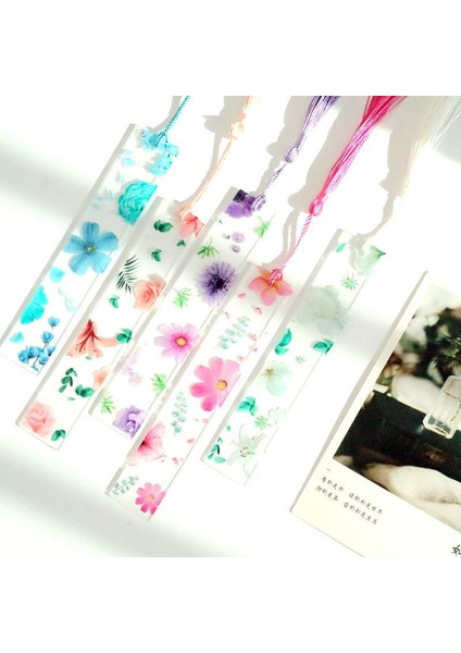 A9 Şeffaf Akrilik Plastik Yer Imleri Güzel Çiçekler Cetvel Şerit Sevimli Yer Imleri Okul Öğrenci Işareti Şeritler Kızlar Sevimli Indeks Etiketleri (Yurt Dışından) indirimleri