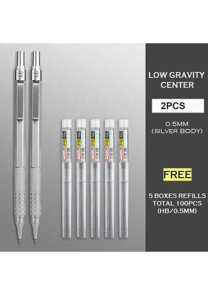 Sıl 0.5mm 2 Adet Mg 0.5/0.7mm Metal Otomatik Kalem Seti Mekanik Kurşun Kalem Çizim Hb Grafit Kurşun Okul Malzemeleri Için (Yurt Dışından)