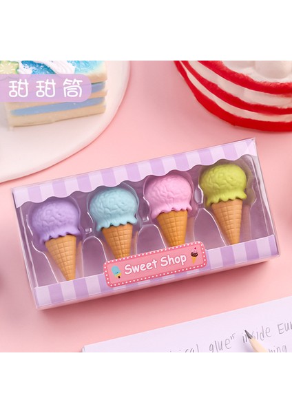 Stil 1 4 Adet Yummy Tatlı Silgi Seti Mini Lolipop Dondurma Popsicle Donuts Çocuklar Için Kauçuk Kalem Silgisi Okul Öğrenci Ödülü Silgi (Yurt Dışından)