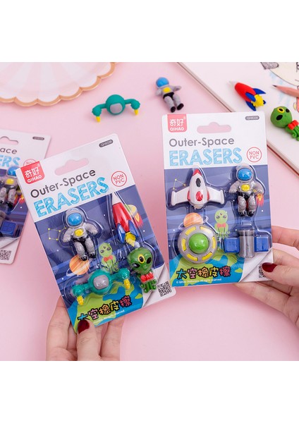 Rastgele 1 Paket 4 Adet Dış Uzay Silgi Seti Pvc Olmayan Mini Roket Astronot Uzaylı Kauçuk Silgi Kalem Çocuklar Için Hediye Okul Öğrenci A6389 (Yurt Dışından)