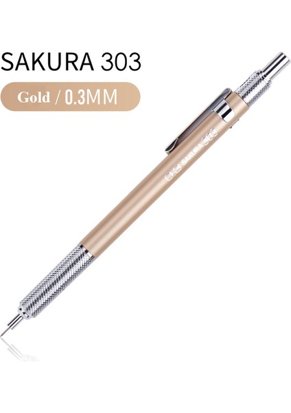 0.3mm Altın Sakura XS-303/305 Metal Pres Mekanik Kurşun Kalem Lapiz 0.3/0.5mm Çizim Boyama Otomatik Kalemler Grafit Çizim Malzemeleri (Yurt Dışından)