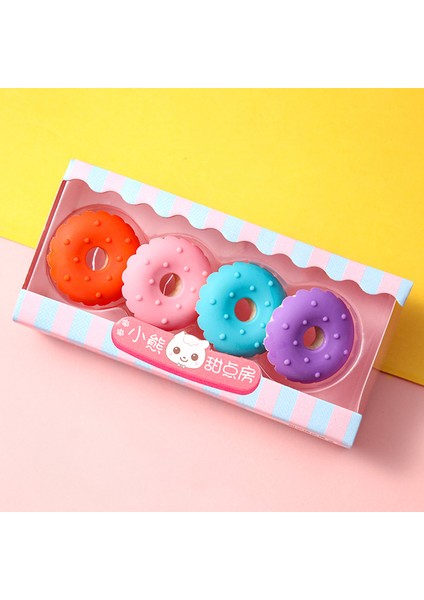 Donuts Set 4 Adet/paket Nefis Tatlı Silgi Seti Mini Lolipop Dondurma Popsicle Donuts Çocuklar Okul Öğrencileri Için Kauçuk Kalem Silgisi (Yurt Dışından)