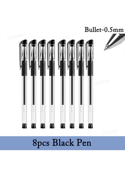 Set A-8 Siyah Kalem Jel Kalem Dolum Seti Okul Malzemeleri Siyah Mavi Kırmızı Mürekkep Rengi 0.5mm Geri Çekilebilir Tükenmez Kalemler Iş Öğrenci Okul Ofis (Yurt Dışından)