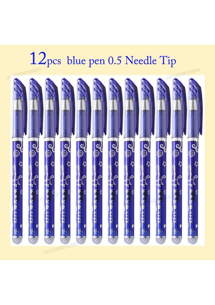 12 Adet 0.5mm Mavi D 12 Adet Silinebilir Jel Kalem Mavi Siyah Kırmızı Mürekkep 0.5 0.38MM Yıkanabilir Saplı Tükenmez Kalem Iğne Ucu Çubuk Öğrenci Yazma Kroki (Yurt Dışından)