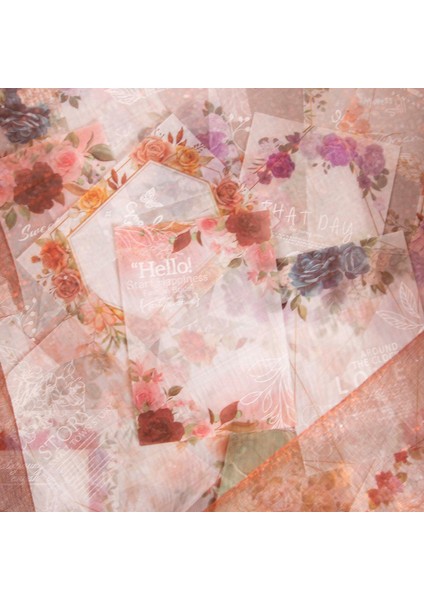 A-Tatlı Pembe 15 Adet Çiçek Malzeme Kağıt Scrapbooking Manuel Arka Plan Şeffaf Kesilebilir Sülfürik Kağıt Asit Bazlı Not Notları 110*172 mm (Yurt Dışından)