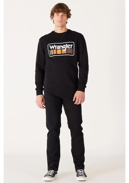W646H1001 Siyah Wrangler Baskılı Bisiklet Yaka Erkek Sweat fırsatları