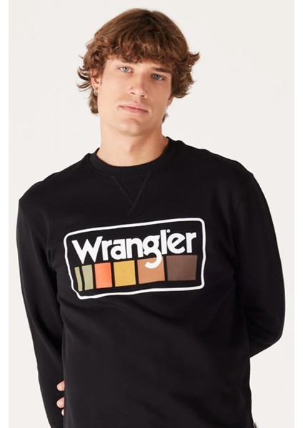 W646H1001 Siyah Wrangler Baskılı Bisiklet Yaka Erkek Sweat fiyatları