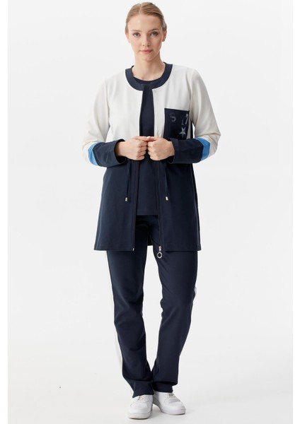 Rahat Kalıp Üçlü Tunik Eşofman Takım - Lacivert