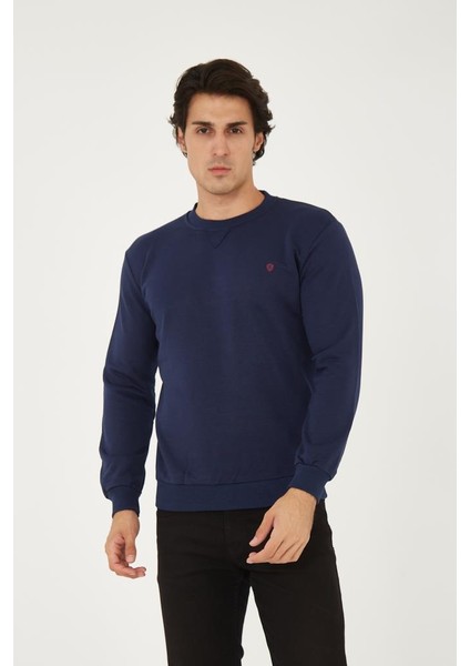 Bisiklet Yaka Ön Detaylı Basic Sweatshirt