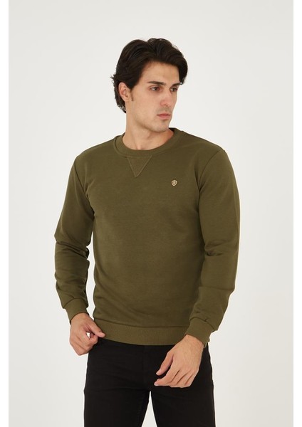 Bisiklet Yaka Ön Detaylı Basic Sweatshirt