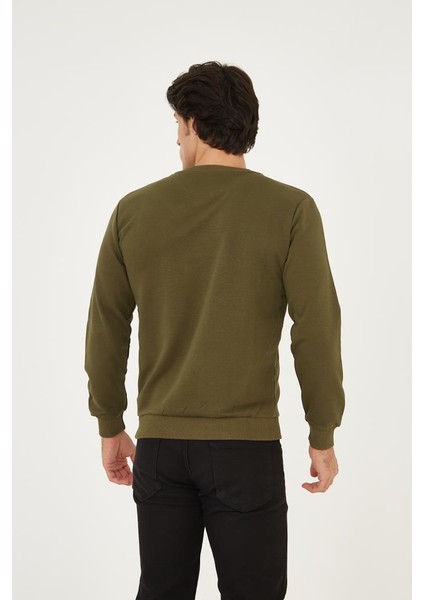 Bisiklet Yaka Ön Detaylı Basic Sweatshirt