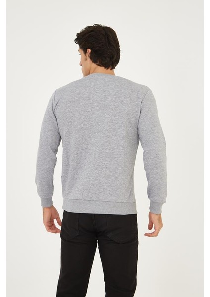 Bisiklet Yaka Ön Detaylı Basic Sweatshirt