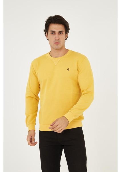 Bisiklet Yaka Ön Detaylı Basic Sweatshirt