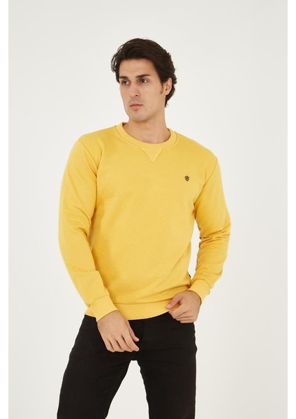 Bisiklet Yaka Ön Detaylı Basic Sweatshirt