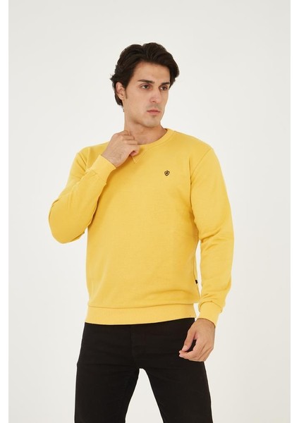 Bisiklet Yaka Ön Detaylı Basic Sweatshirt