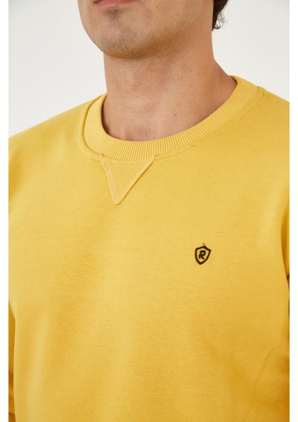 Bisiklet Yaka Ön Detaylı Basic Sweatshirt