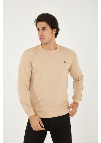 Bisiklet Yaka Ön Detaylı Basic Sweatshirt