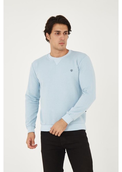 Bisiklet Yaka Ön Detaylı Basic Sweatshirt