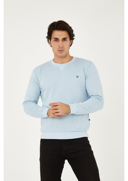 Bisiklet Yaka Ön Detaylı Basic Sweatshirt