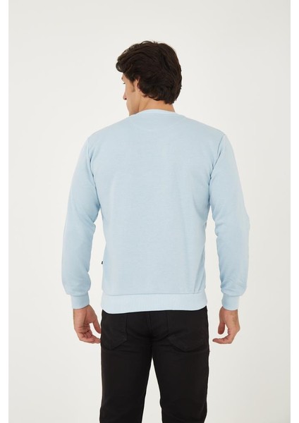 Bisiklet Yaka Ön Detaylı Basic Sweatshirt