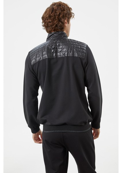 Kapitone Dik Yaka Fermuarlı Eşofman Takım - Siyah fırsatları