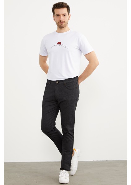 Kot Görünümlü Beş Cep Pantolon - Siyah