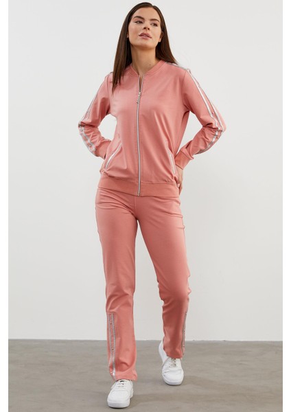Sim Şerit Detaylı Eşofman Takım - Pembe modelleri