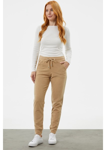 Yanı Şeritli Polar Eşofman Altı - Kamel fiyatları