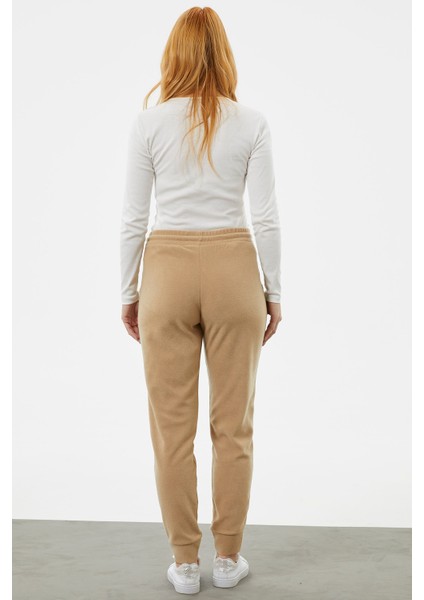 Yanı Şeritli Polar Eşofman Altı - Kamel modelleri