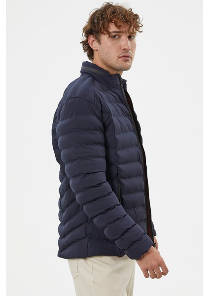 Kapitone Dik Yaka Kısa Mont - Lacivert modelleri