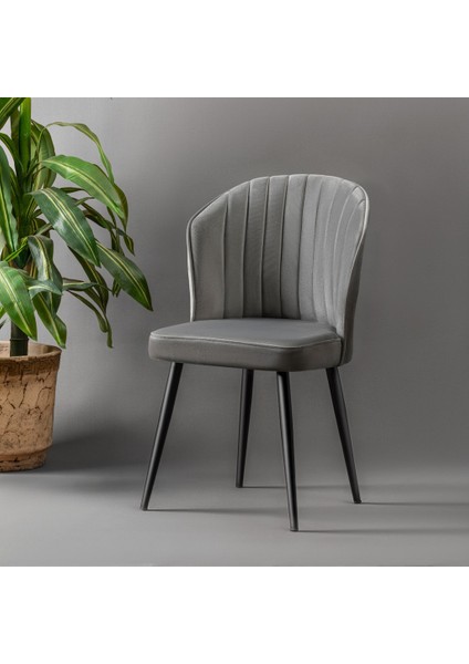 Rubi Sandalye - Babyface Gri - Siyah Metal Ayak