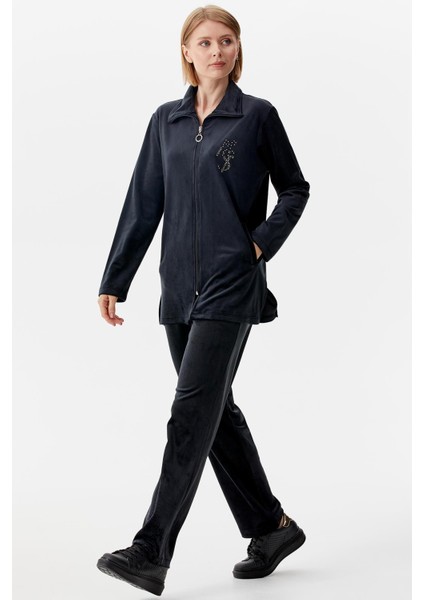 Geniş Kalıp Kadife Tunik Eşofman Takım - Siyah fiyatları