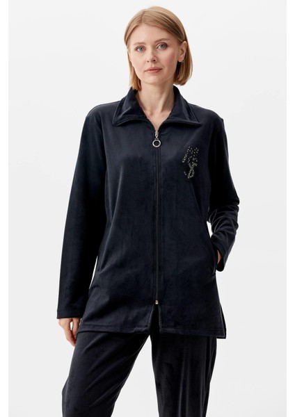 Geniş Kalıp Kadife Tunik Eşofman Takım - Siyah modelleri