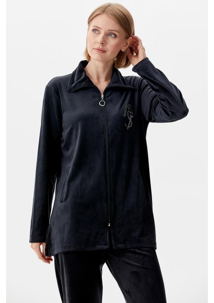 Geniş Kalıp Kadife Tunik Eşofman Takım - Siyah fırsatları