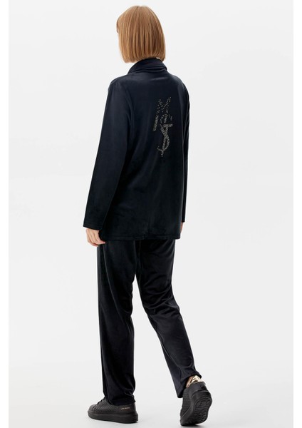 Geniş Kalıp Kadife Tunik Eşofman Takım - Siyah indirimleri