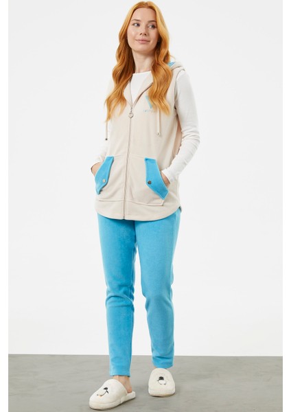 Yelekli Çift Renk Polar Eşofman Takım - Bej fiyatları