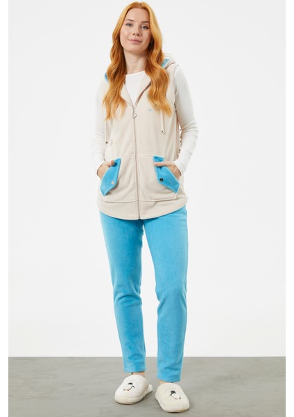 Yelekli Çift Renk Polar Eşofman Takım - Bej indirimleri