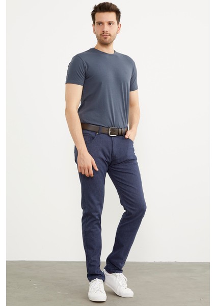 Kot Görünümlü Beş Cep Pantolon - Lacivert