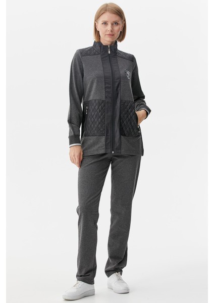 Kapitone Kombinli Dik Yaka Eşofman Takım - Antrasit