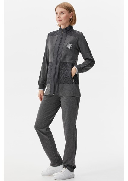 Kapitone Kombinli Dik Yaka Eşofman Takım - Antrasit indirimleri