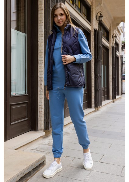 Dik Yaka Yarım Fermuarlı Eşofman Takım - Mavi fiyatları